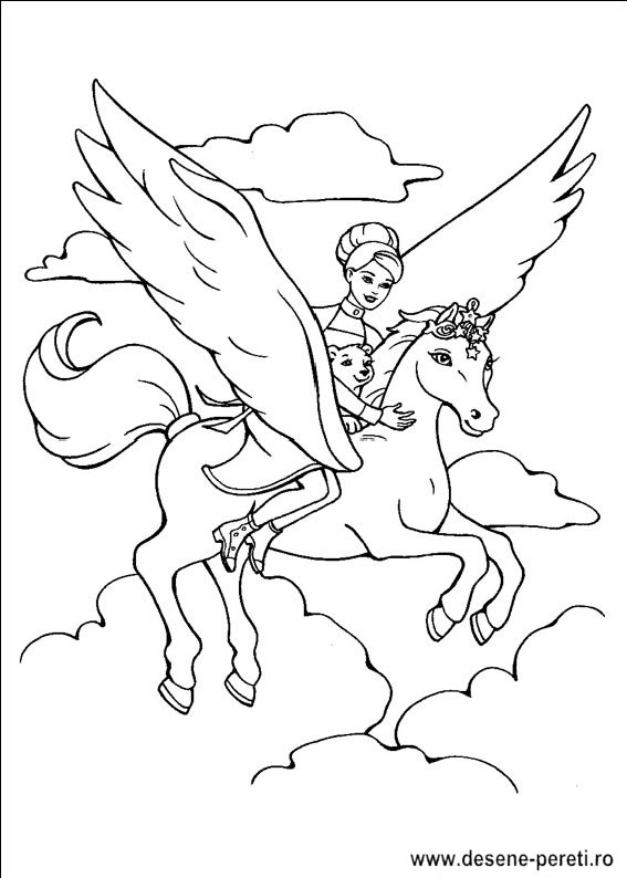barbie pegasus desene colorat